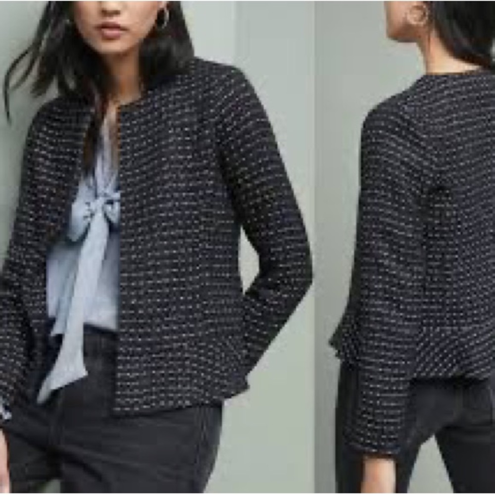 Anthropologie Dolan Black and Blue Tweed Blazer